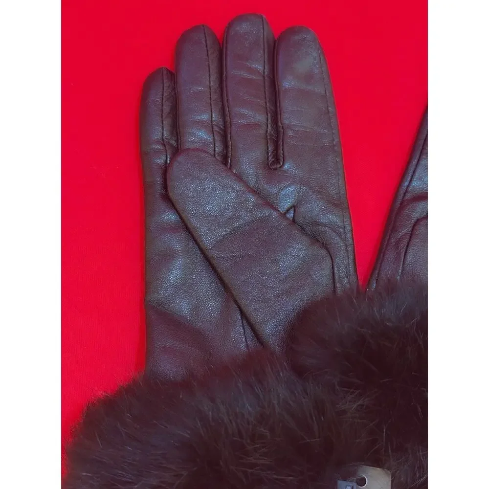 Sz 8.5 Women’s Genuine Sheepskin Gloves Michael Kors Genuine Rabbit Cuffs India